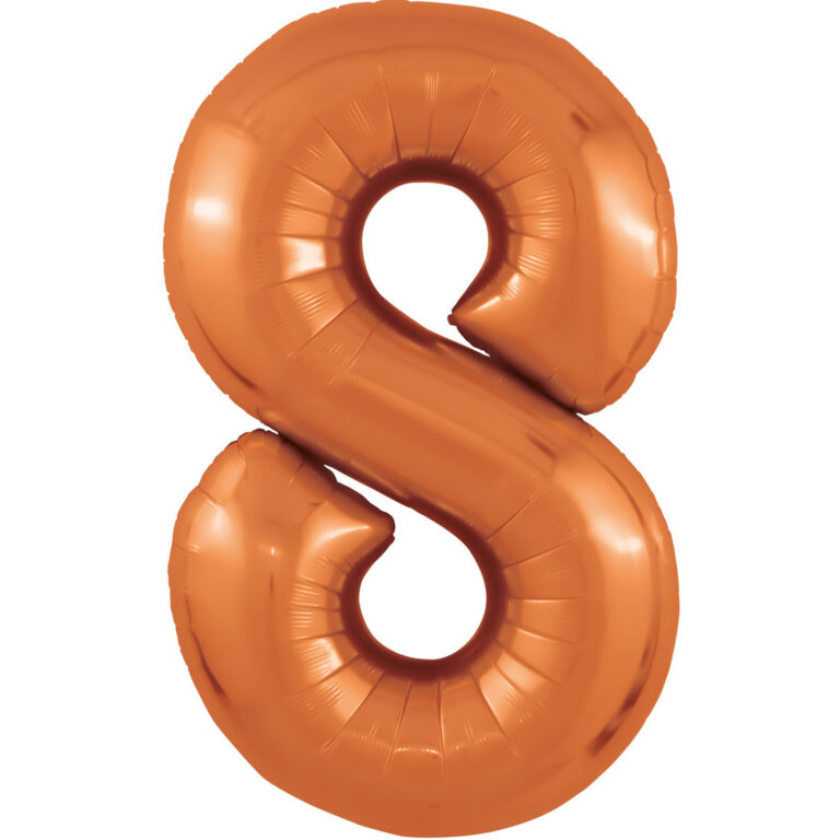 Шар (40''/102 см) Цифра, 8 Slim, Папайя (Agura)
