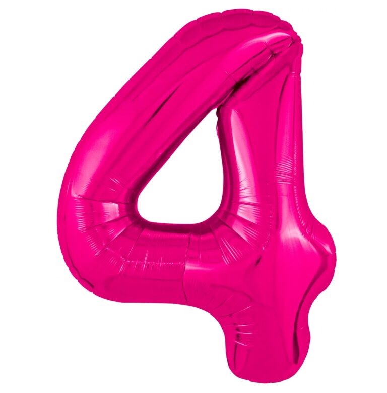 Шар (40''/102 см) Цифра, 4 Slim, Фуксия (Agura)
