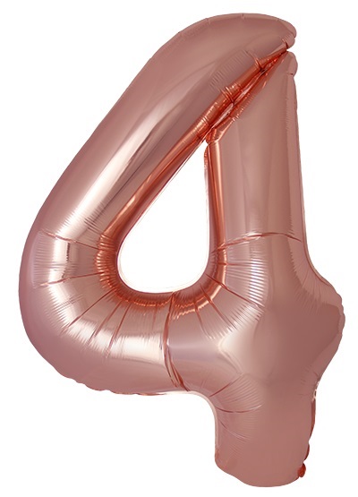 Шар (40''/102 см) Цифра, 4 Slim, Розовое Золото, Металлик (Flexmetal)
