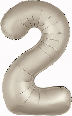 Шар (40''/102 см) Цифра, 2 Slim, Мистик, Кремовый, Сатин (Agura)