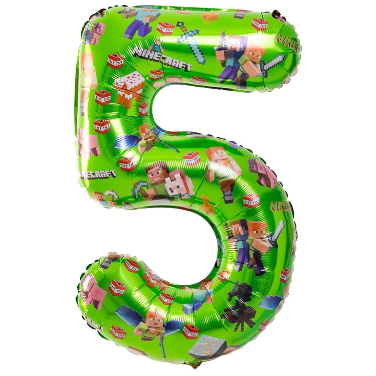 Шар (40''/102 см) Цифра, 5, Человечки пиксельные (Весёлая затея)