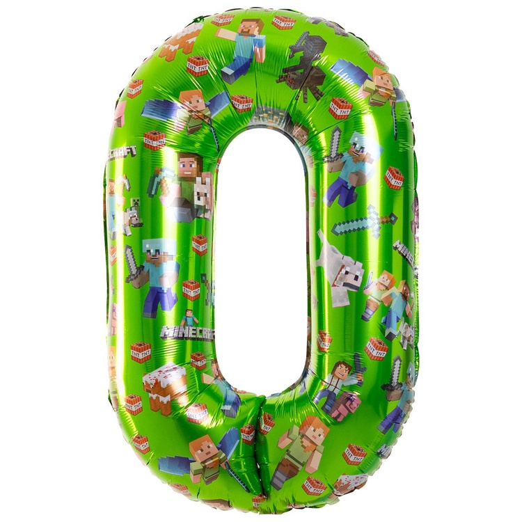Шар (40''/102 см) Цифра, 0, Человечки пиксельные (Весёлая затея)
