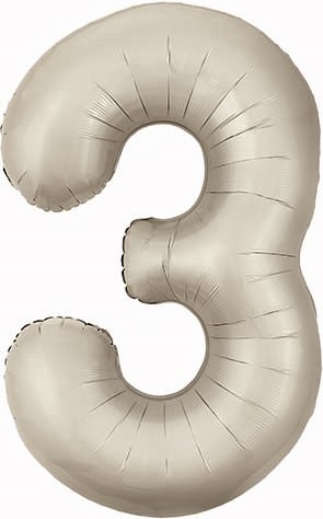 Шар (40''/102 см) Цифра, 3 Slim, Мистик, Кремовый, Сатин (Agura)
