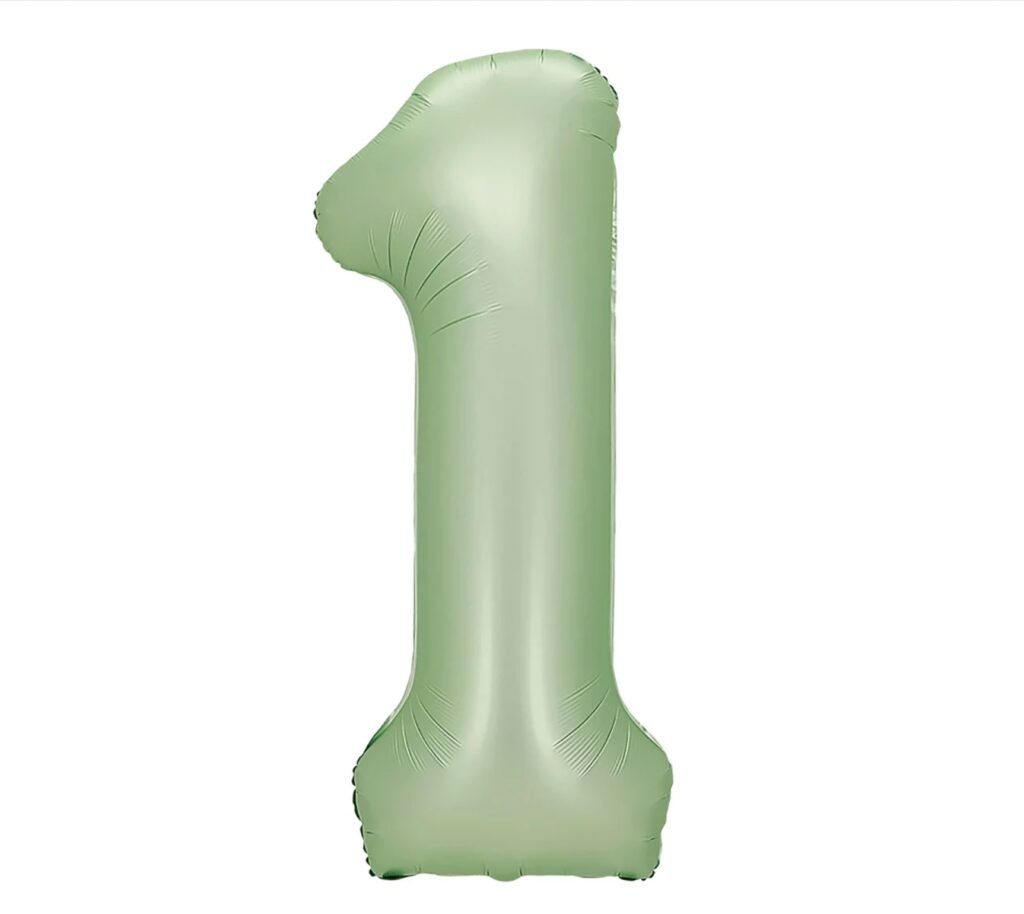 Шар (40''/102 см) Цифра, 1, Авокадо, Сатин (Falali)