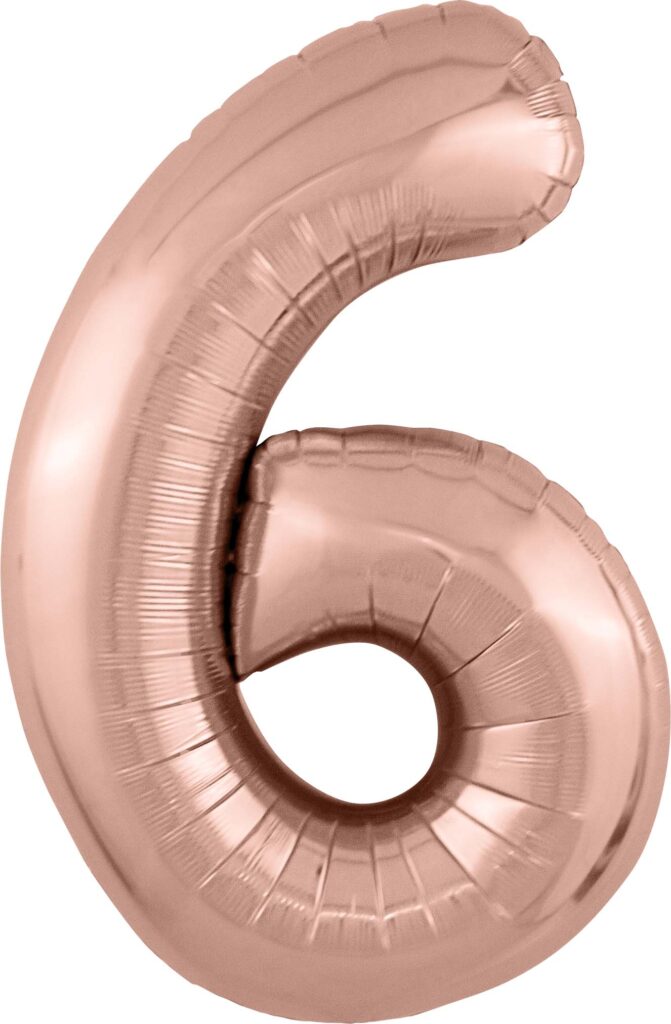 Шар (40''/102 см) Цифра, 6 Slim, Розовое Золото (Agura)