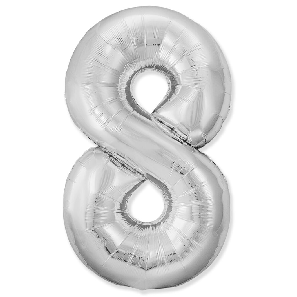 Шар (40''/102 см) Цифра, 8 Slim, Серебро (Flexmetal)