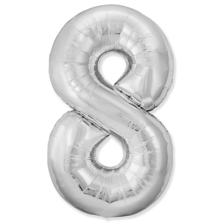 Шар (40''/102 см) Цифра, 8 Slim, Серебро (Flexmetal)