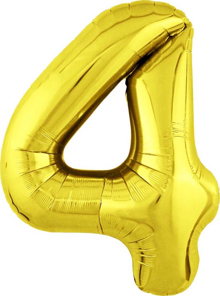 Шар (40''/102 см) Цифра, 4 Slim, Золото (Agura)