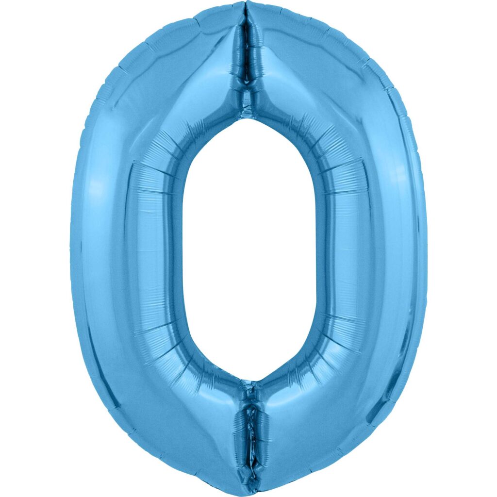 Шар (40''/102 см) Цифра, 0 Slim, Голубой (Agura)
