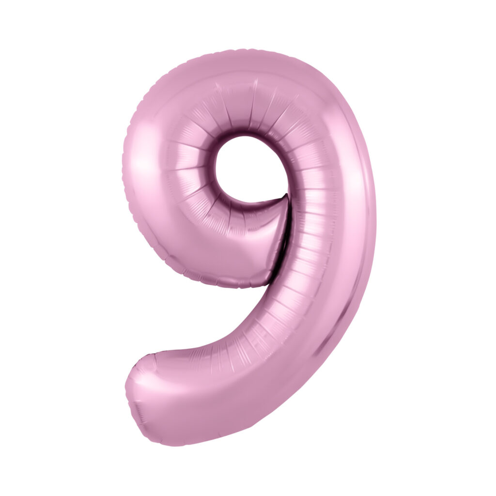 Шар (40''/102 см) Цифра, 9 Slim, Фламинго (Agura)