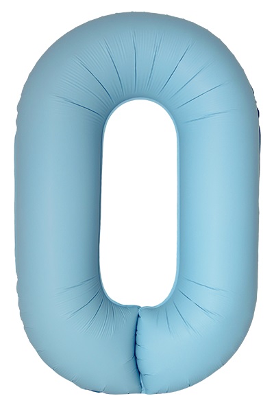 Шар (40''/102 см) Цифра, 0 Slim, Светло-голубой, Матовый (Flexmetal)