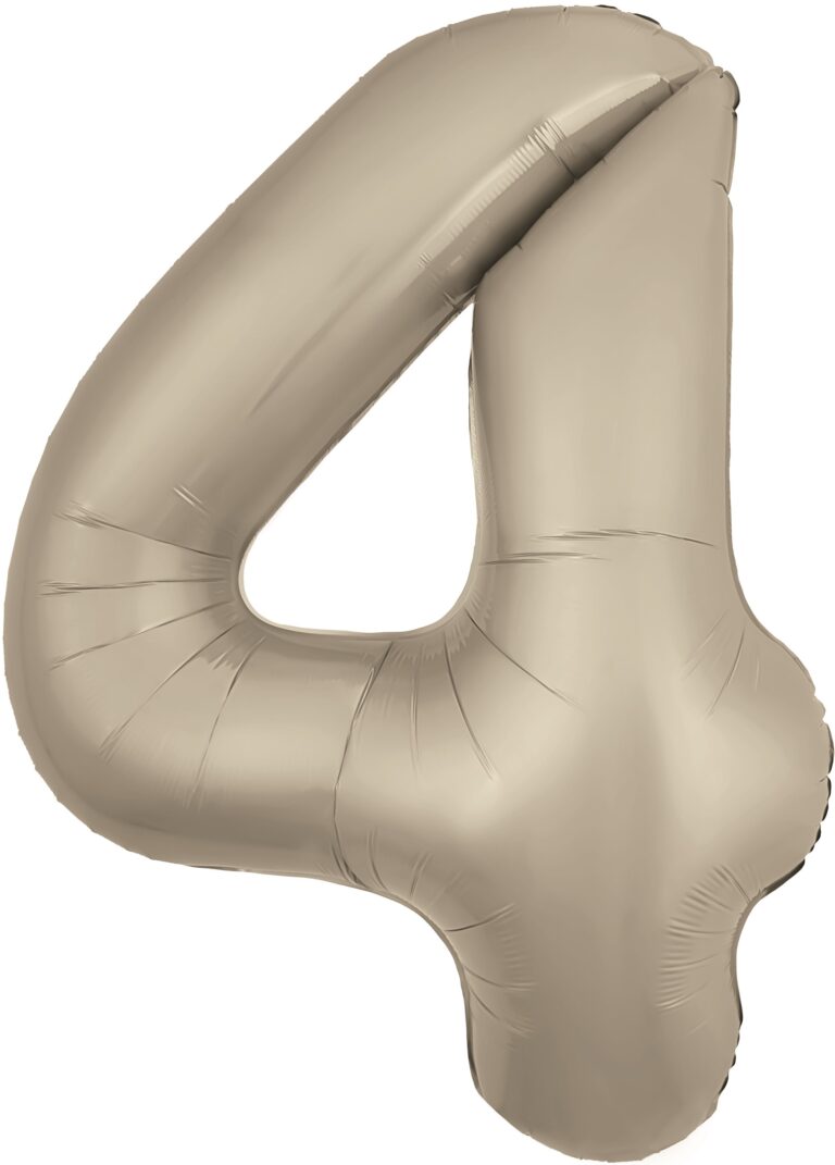 Шар (40''/102 см) Цифра, 4 Slim, Мистик, Кремовый, Сатин (Agura)