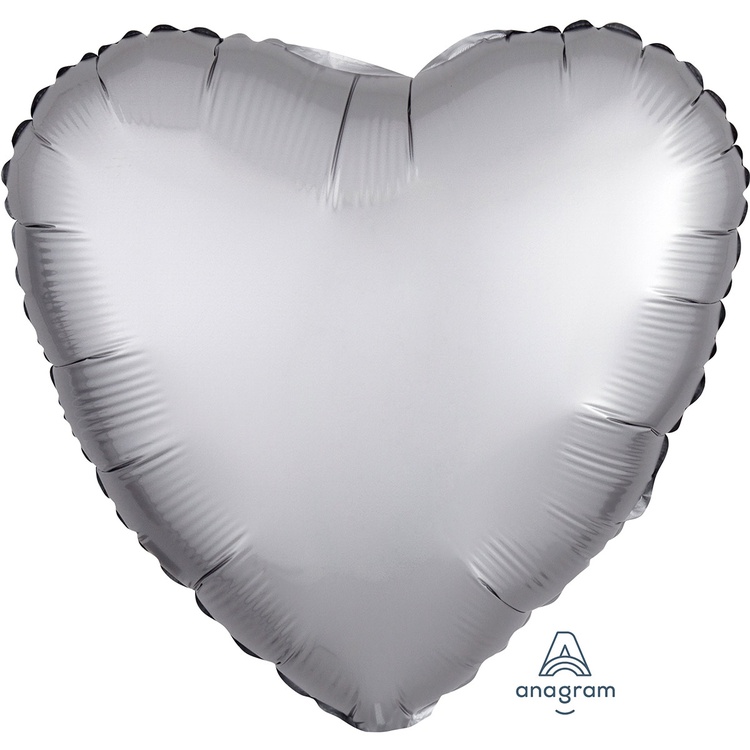 Шар (18''/46 см) Сердце, Сатин Platinum (Anagram)