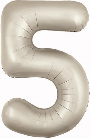 Шар (40''/102 см) Цифра, 5 Slim, Мистик, Кремовый, Сатин (Agura)
