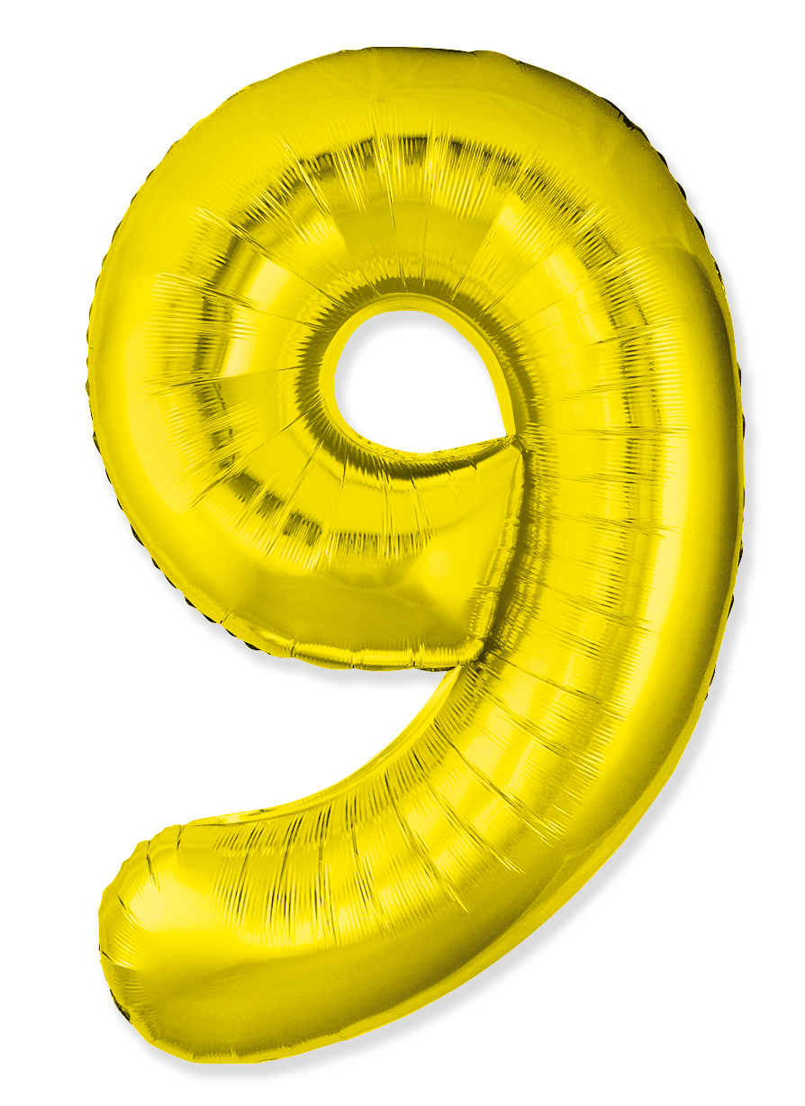 Шар (40''/102 см) Цифра, 9 Slim, Золото (Flexmetal)