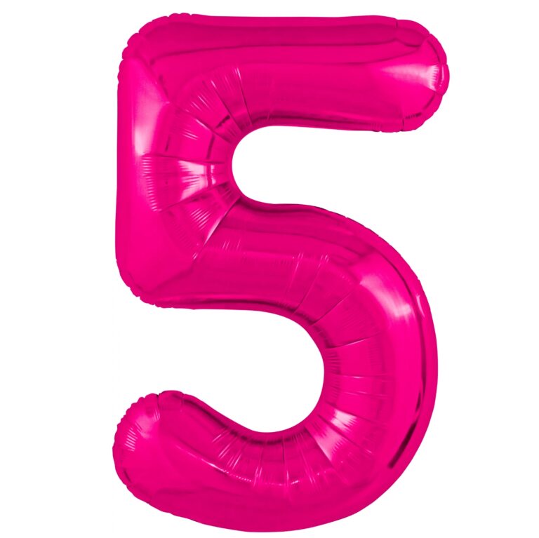 Шар (40''/102 см) Цифра, 5 Slim, Фуксия (Agura)