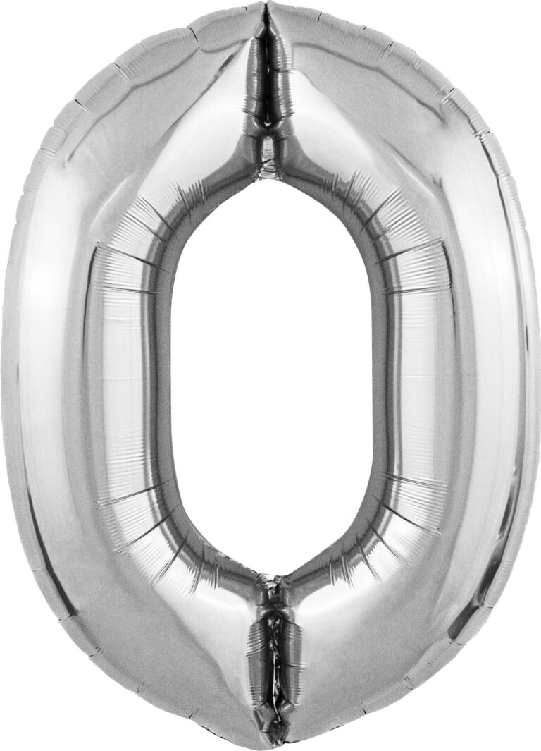 Шар (40''/102 см) Цифра, 0 Slim, Серебро (Agura)
