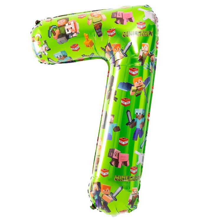 Шар (40''/102 см) Цифра, 7, Человечки пиксельные (Весёлая затея)