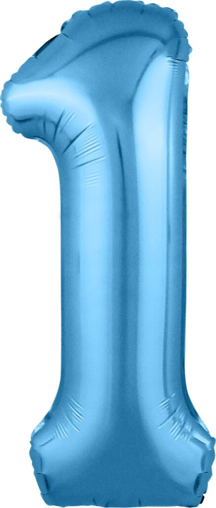 Шар (40''/102 см) Цифра, 1 Slim, Голубой (Agura)