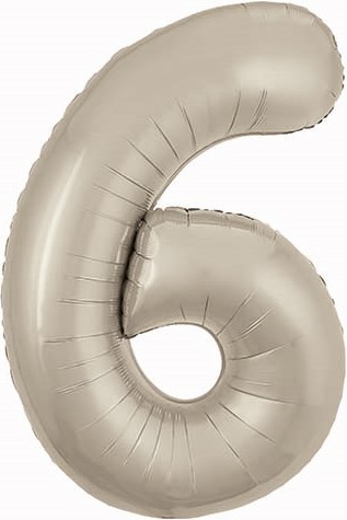 Шар (40''/102 см) Цифра, 6 Slim, Мистик, Кремовый, Сатин (Agura)
