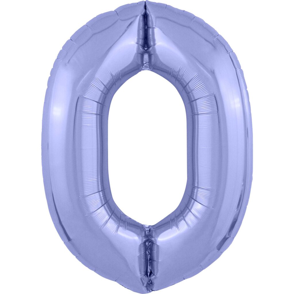 Шар (40''/102 см) Цифра, 0 Slim, Пастельный фиолетовый (Agura)