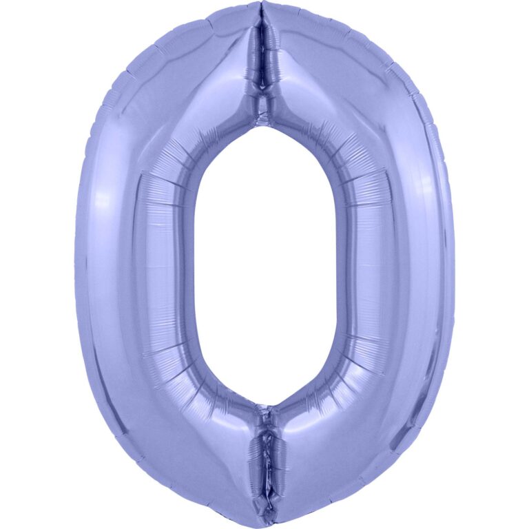 Шар (40''/102 см) Цифра, 0 Slim, Пастельный фиолетовый (Agura)
