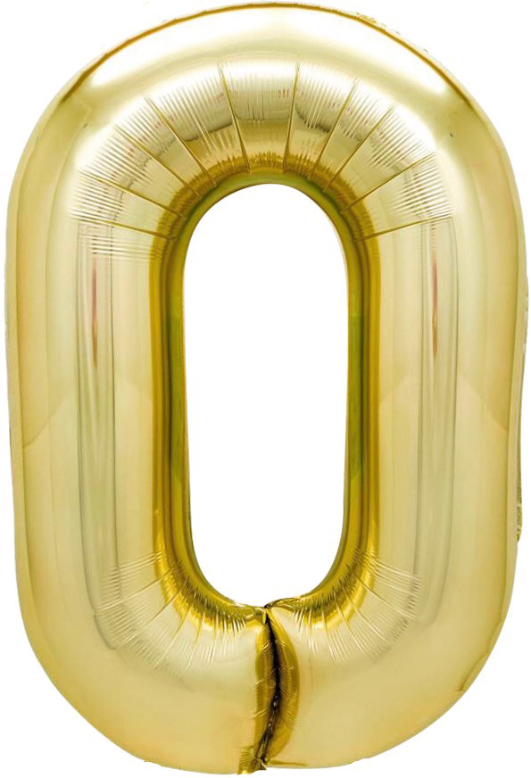 Шар (40''/102 см) Цифра, 0, Белое золото, Металлик (Falali)