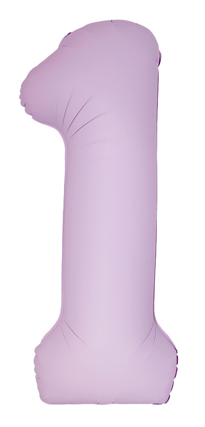 Шар (40''/102 см) Цифра, 1 Slim, Светло-розовый, Матовый (Flexmetal)