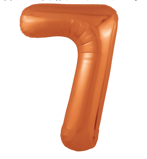 Шар (40''/102 см) Цифра, 7 Slim, Папайя (Agura)