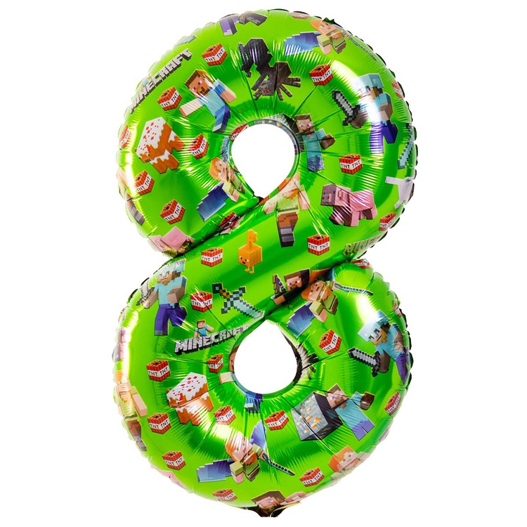 Шар (40''/102 см) Цифра, 8, Человечки пиксельные (Весёлая затея)