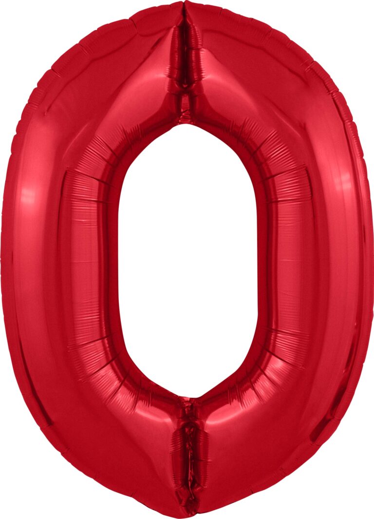 Шар (40''/102 см) Цифра, 0 Slim, Красный (Agura)