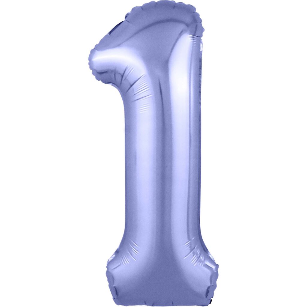Шар (40''/102 см) Цифра, 1 Slim, Пастельный фиолетовый (Agura)