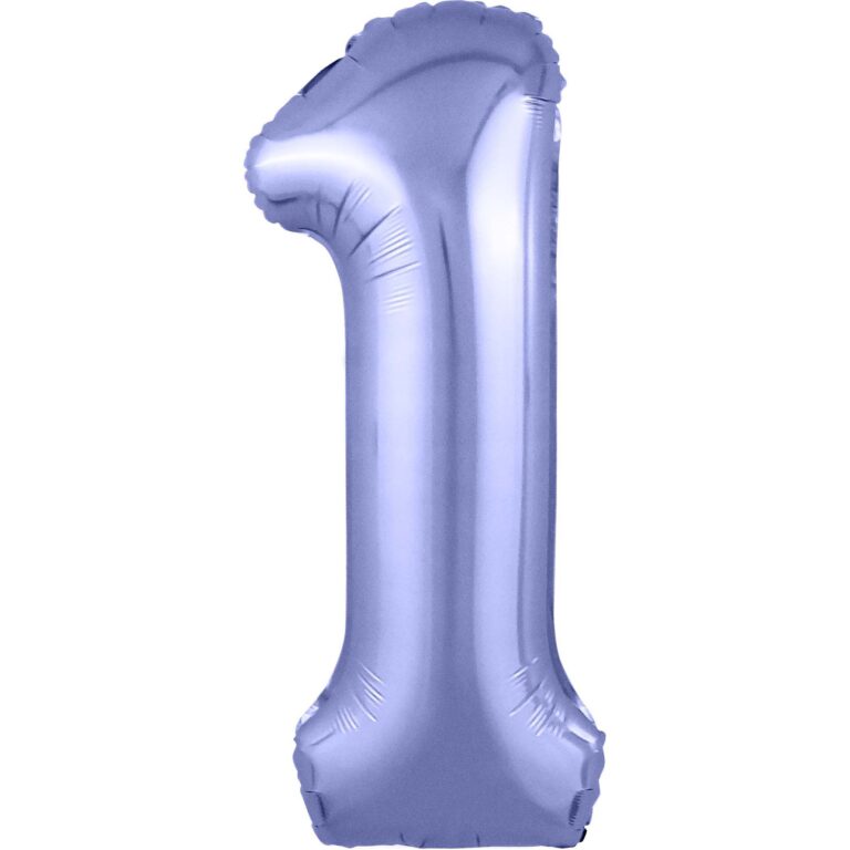 Шар (40''/102 см) Цифра, 1 Slim, Пастельный фиолетовый (Agura)