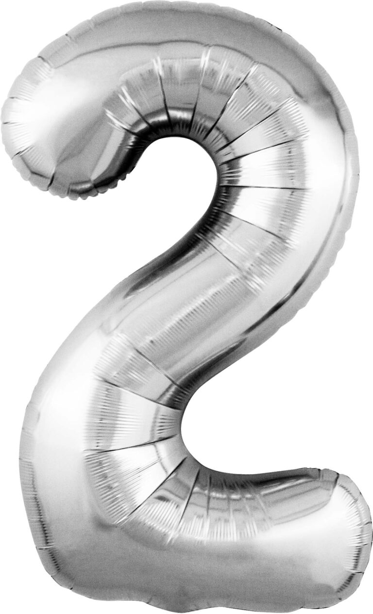 Шар (40''/102 см) Цифра, 2 Slim, Серебро (Agura)