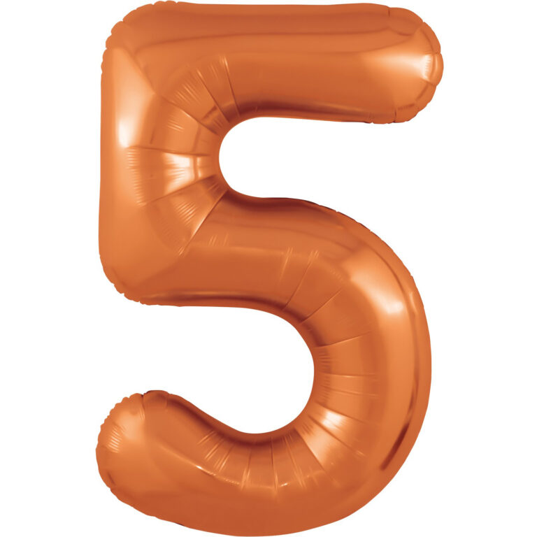 Шар (40''/102 см) Цифра, 5 Slim, Папайя (Agura)