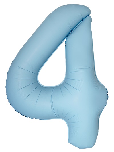 Шар (40''/102 см) Цифра, 4 Slim, Светло-голубой, Матовый (Flexmetal)