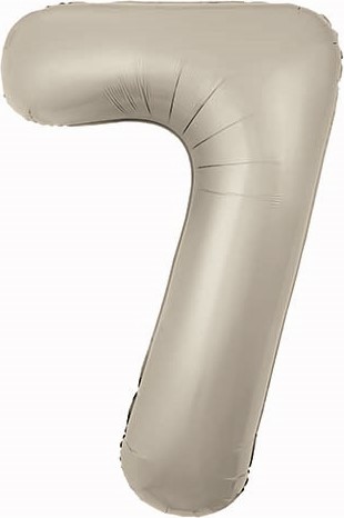 Шар (40''/102 см) Цифра, 7 Slim, Мистик, Кремовый, Сатин (Agura)