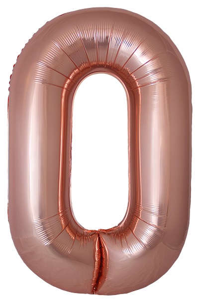 Шар (40''/102 см) Цифра, 0 Slim, Розовое Золото, Металлик (Flexmetal)
