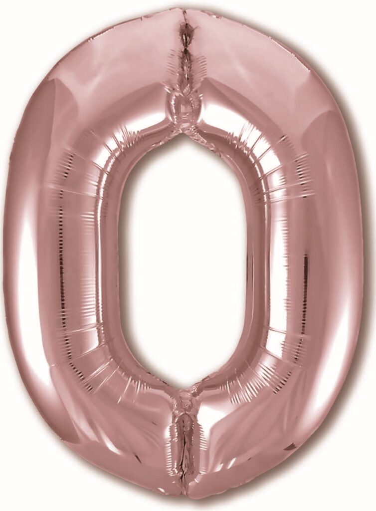 Шар (40''/102 см) Цифра, 0 Slim, Розовое Золото (Agura)