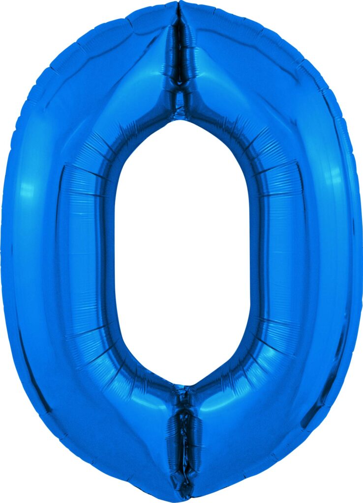 Шар (40''/102 см) Цифра, 0 Slim, Синий (Agura)