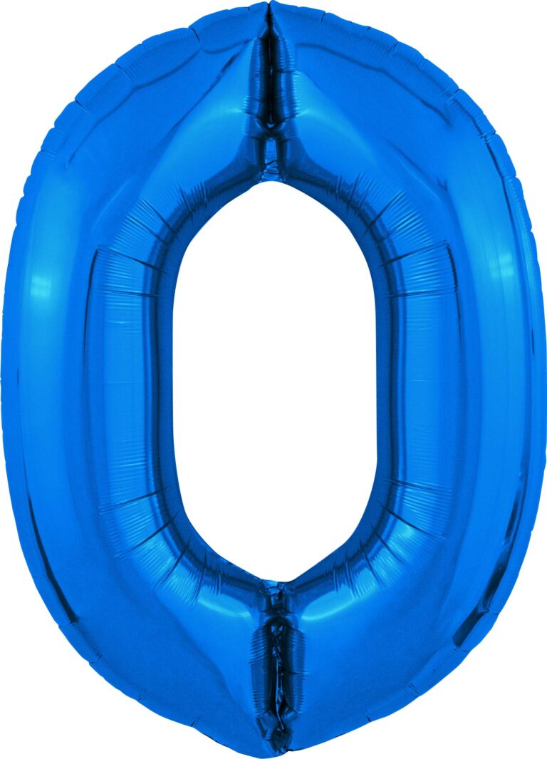 Шар (40''/102 см) Цифра, 0 Slim, Синий (Agura)