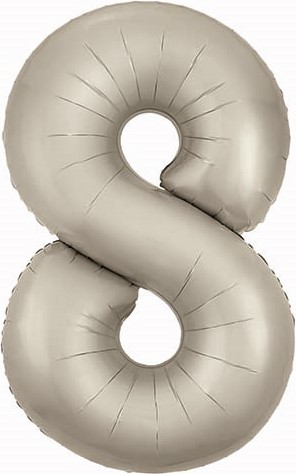 Шар (40''/102 см) Цифра, 8 Slim, Мистик, Кремовый, Сатин (Agura)