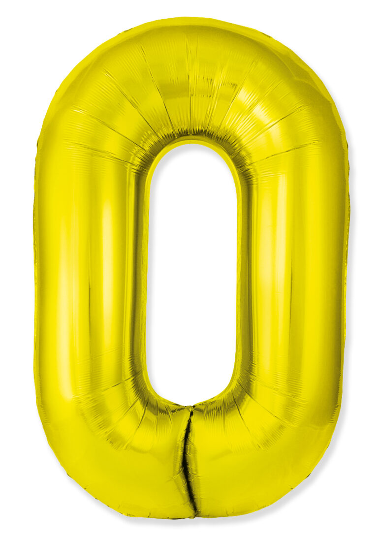 Шар (40''/102 см) Цифра, 0 Slim, Золото (Flexmetal)