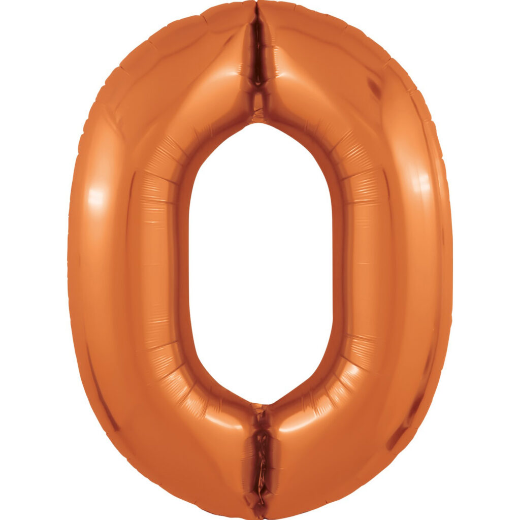 Шар (40''/102 см) Цифра, 0 Slim, Папайя (Agura)