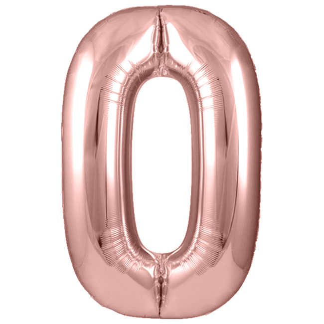 Шар (40''/102 см) Цифра, 0, Розовое Золото, Металлик (Смайлберри)