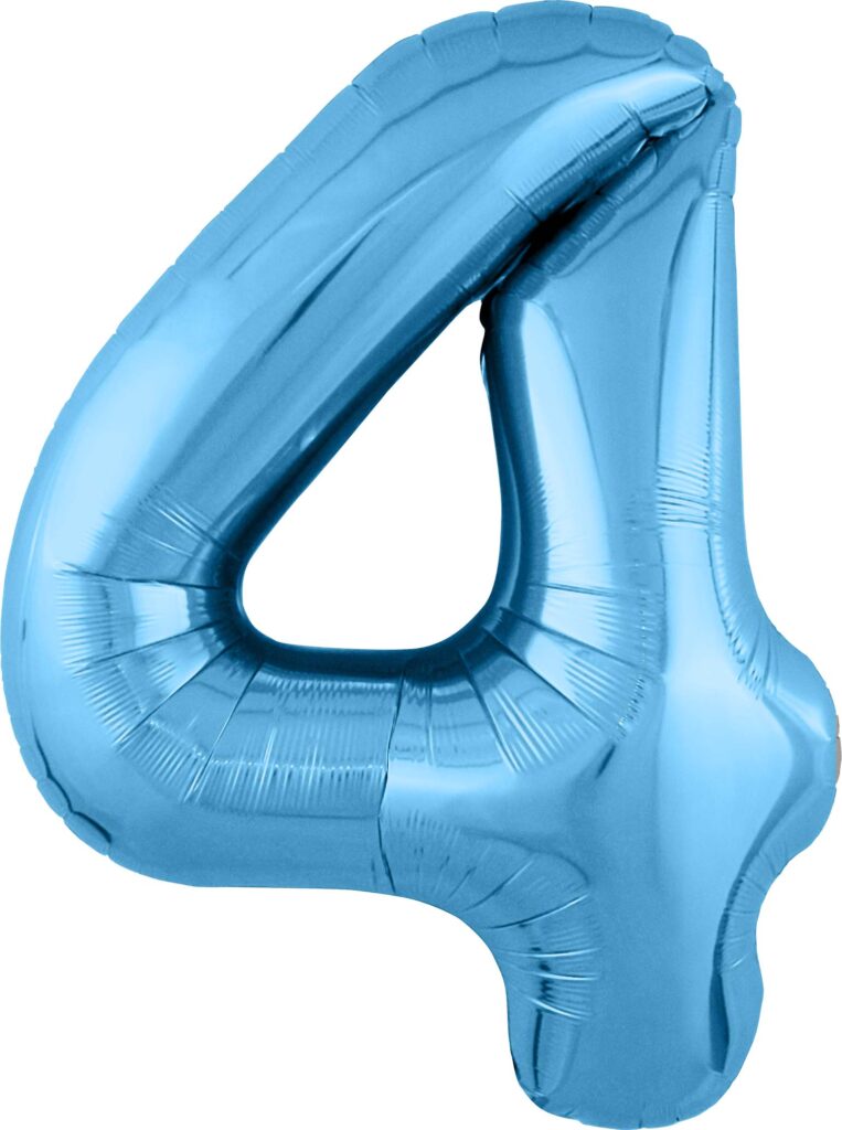 Шар (40''/102 см) Цифра, 4 Slim, Голубой (Agura)