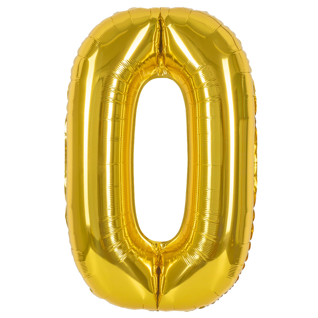 Шар (40''/102 см) Цифра, 0, Золото, Металлик (Falali)