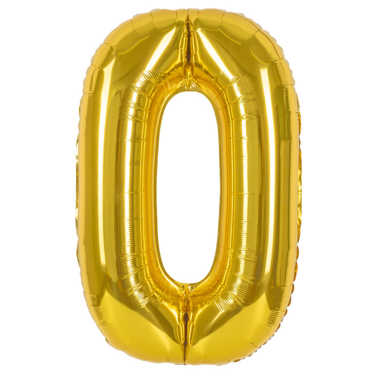 Шар (40''/102 см) Цифра, 0, Золото, Металлик (Смайлберри)