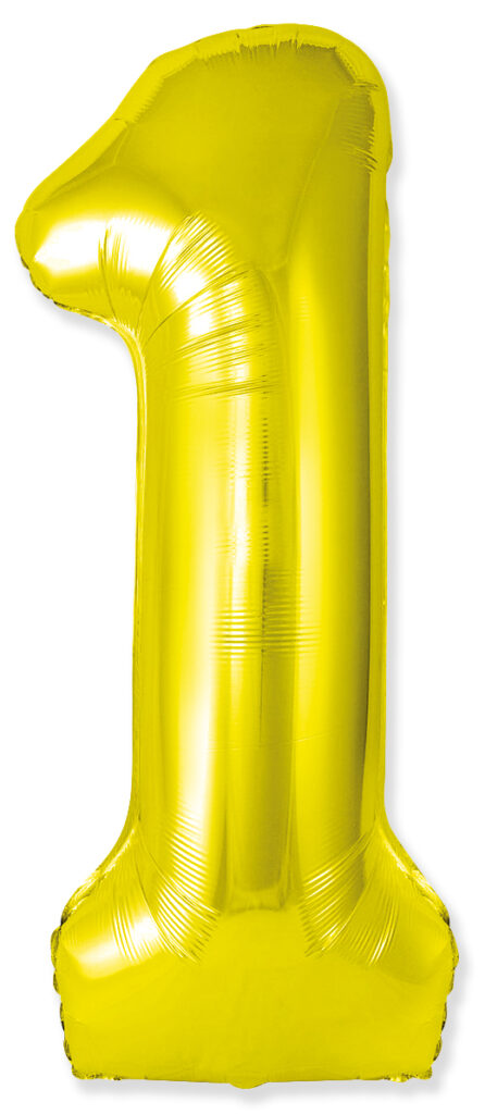 Шар (40''/102 см) Цифра, 1 Slim, Золото (Flexmetal)