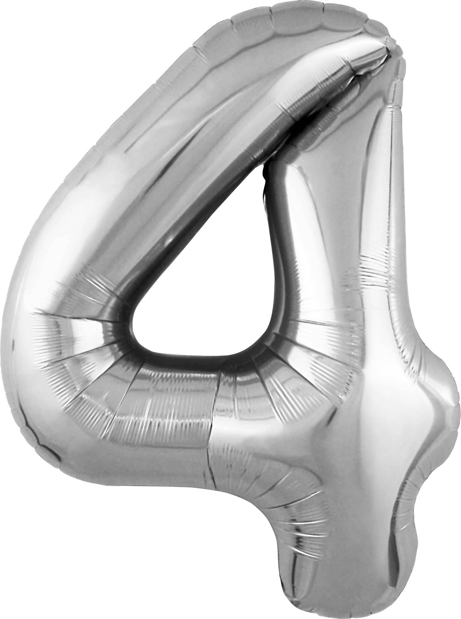 Шар (40''/102 см) Цифра, 4 Slim, Серебро (Agura)